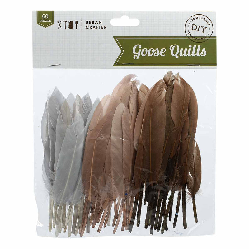 Dark Olive Green Urban Crafter Goose Quills Natural 60 Pack Feathers