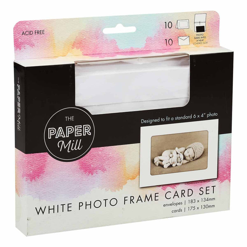 Black The Paper Mill Photo Frame Card with Envelope White 10 Pack Cards and Envelopes