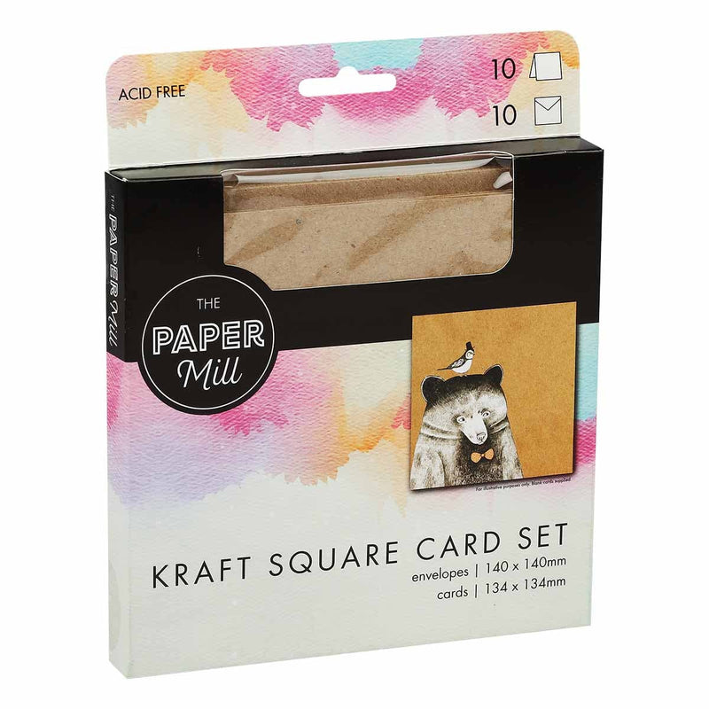 Rosy Brown The Paper Mill Square Kraft 10 Cards and 10 Envelopes 20 Pack Cards and Envelopes