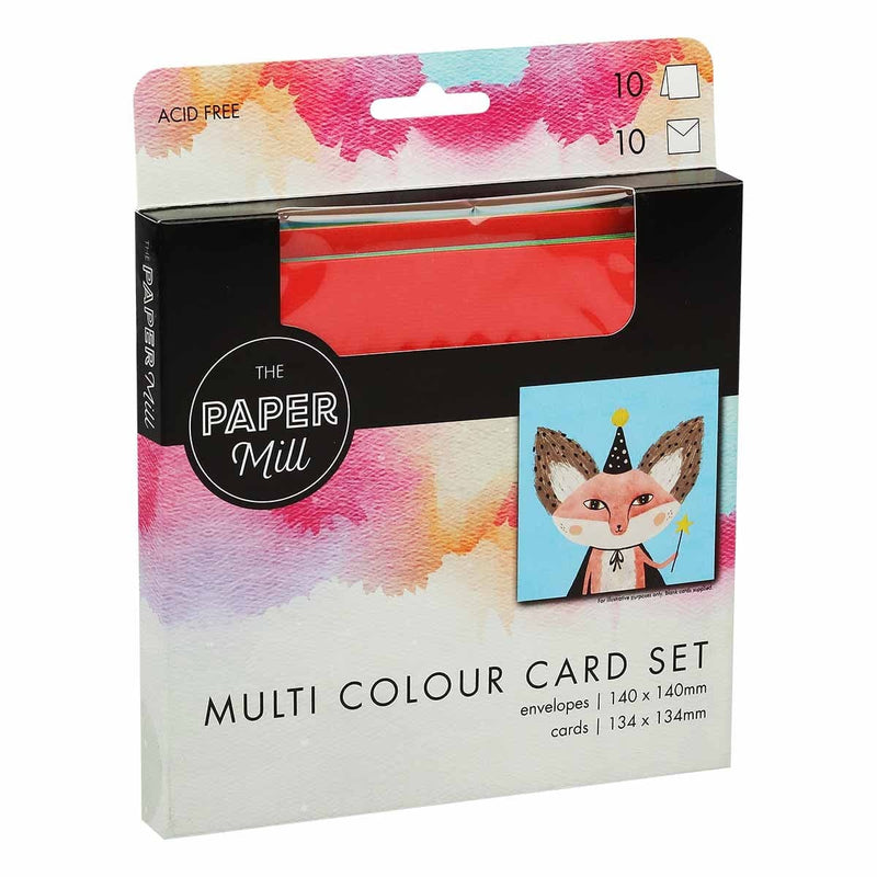 Tomato The Paper Mill Square Cards with Envelopes Assorted Colours 230gsm 10 Pack Cards and Envelopes