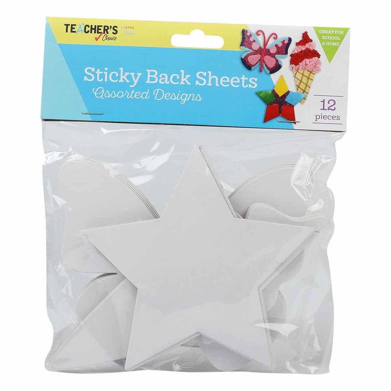 Light Gray Teacher’s Choice Sticky Back Sheets Asstorted Designs 12 Pieces Kids Craft Basics