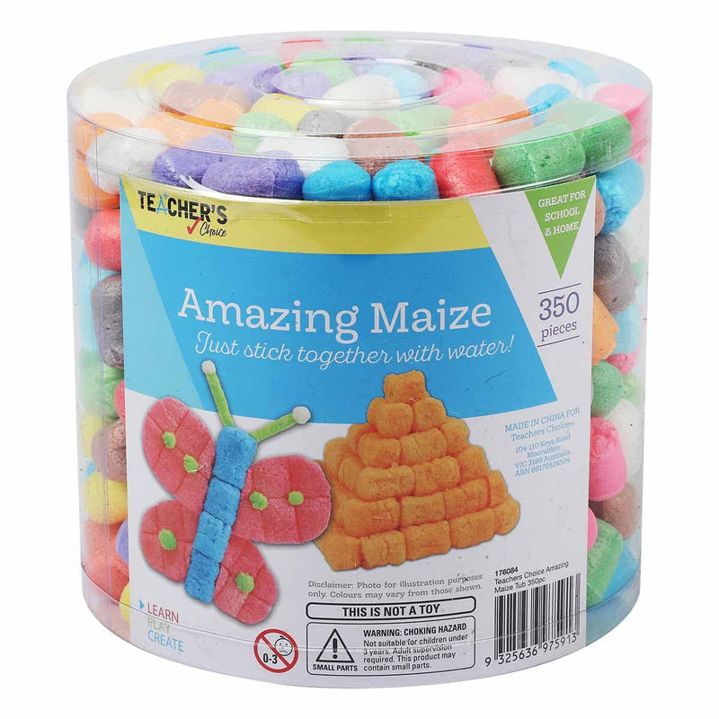Steel Blue Teacher’s Choice Maize Construction Puffs Tub Assorted Colour 350 Pieces Kids Craft Basics