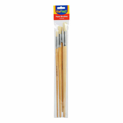 Tan Tim & Tess Round Long Handle Paint Brushes (4 Pack) Kids Paint Brushes