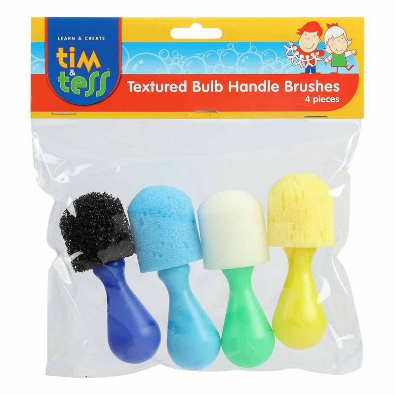 Sky Blue Tim & Tess Textured Bulb Handle Brushes 4 Pieces Kids Painting Acccessories