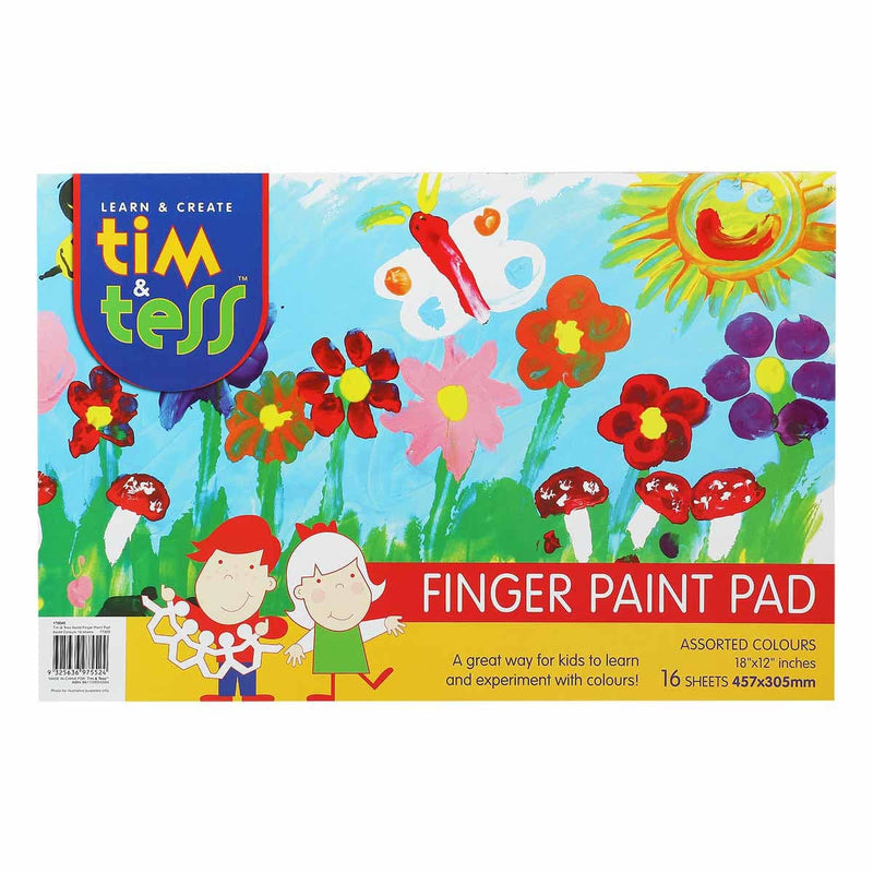 Sky Blue Tim & Tess Finger Paint Pad 30cm x 45cm 16 Colour Sheets Kids Paper and Pads