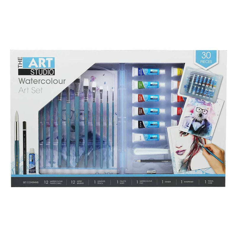 Slate Gray The Art Studio Watercolour Art Set 30 Pieces Watercolour Painting Sets