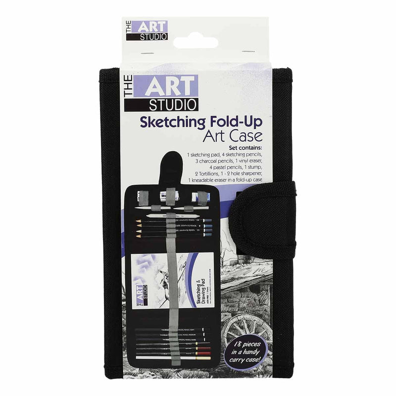 Black The Art Studio Sketching Fold Up Art Set 18 Pieces Drawing and Sketching Sets