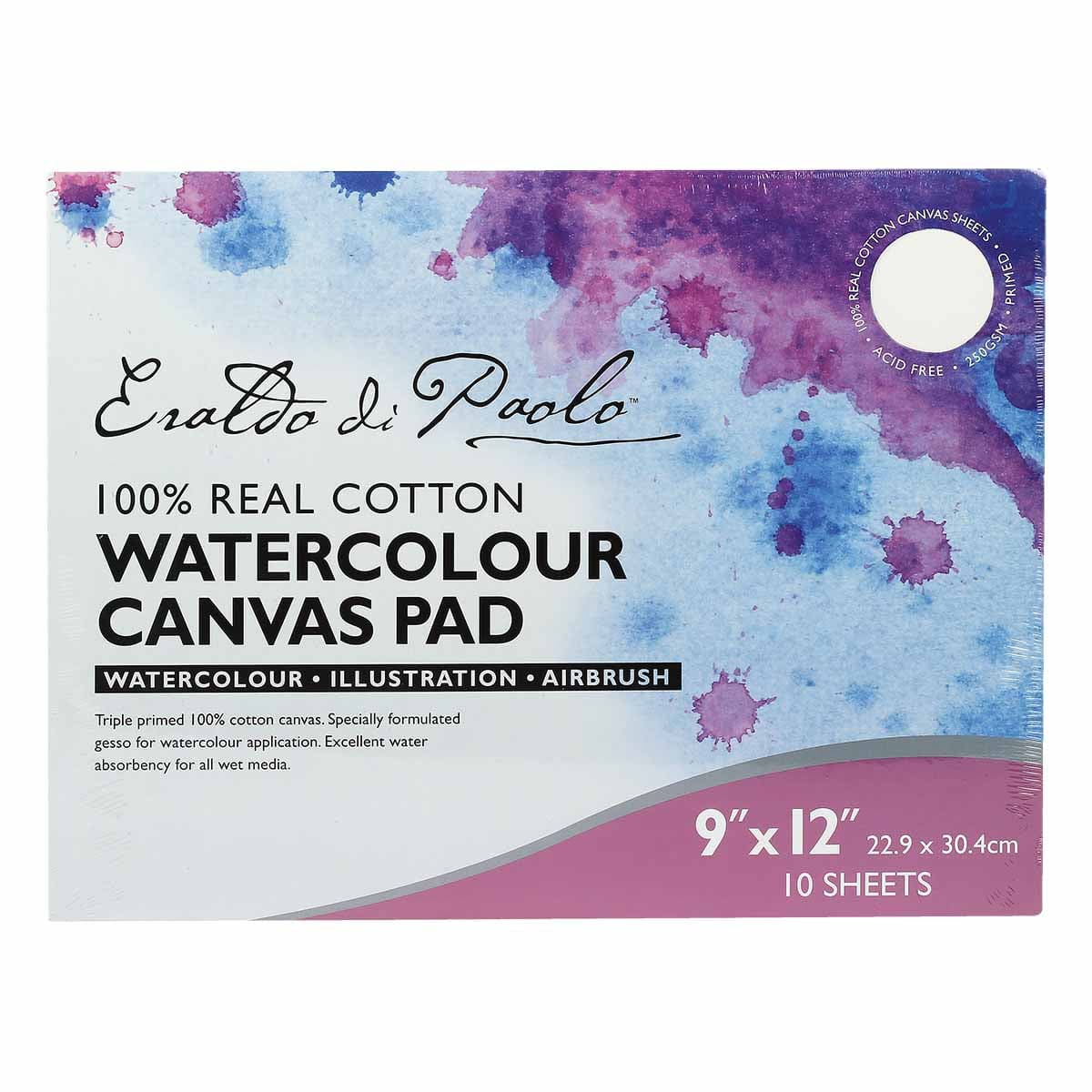 Light Steel Blue Eraldo di Paolo Cotton Watercolour Canvas Pad 22 x 30cm 10 Sheets Pads