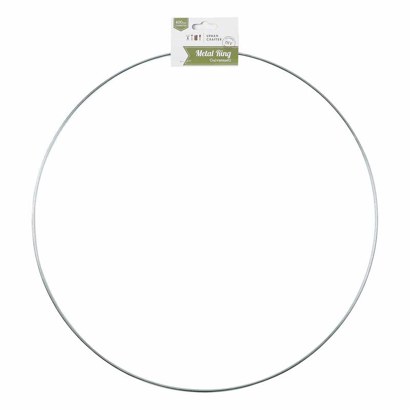 White Urban Crafter Galvanised Metal Ring Silver 400mm Craft Blanks for Decorating