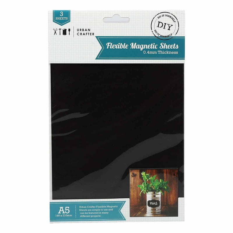 Black Urban Crafter A5 Flexible Magnetic Sheets 3 Pack Magnets