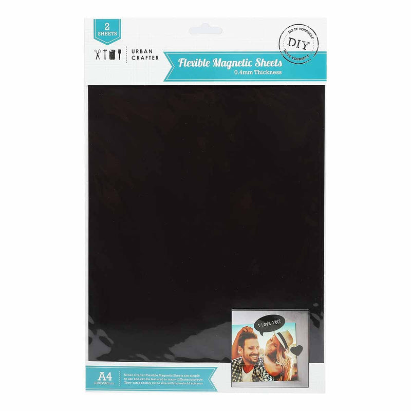 Black Urban Crafter A4 Flexible Magnetic Sheets 2 Pack Magnets