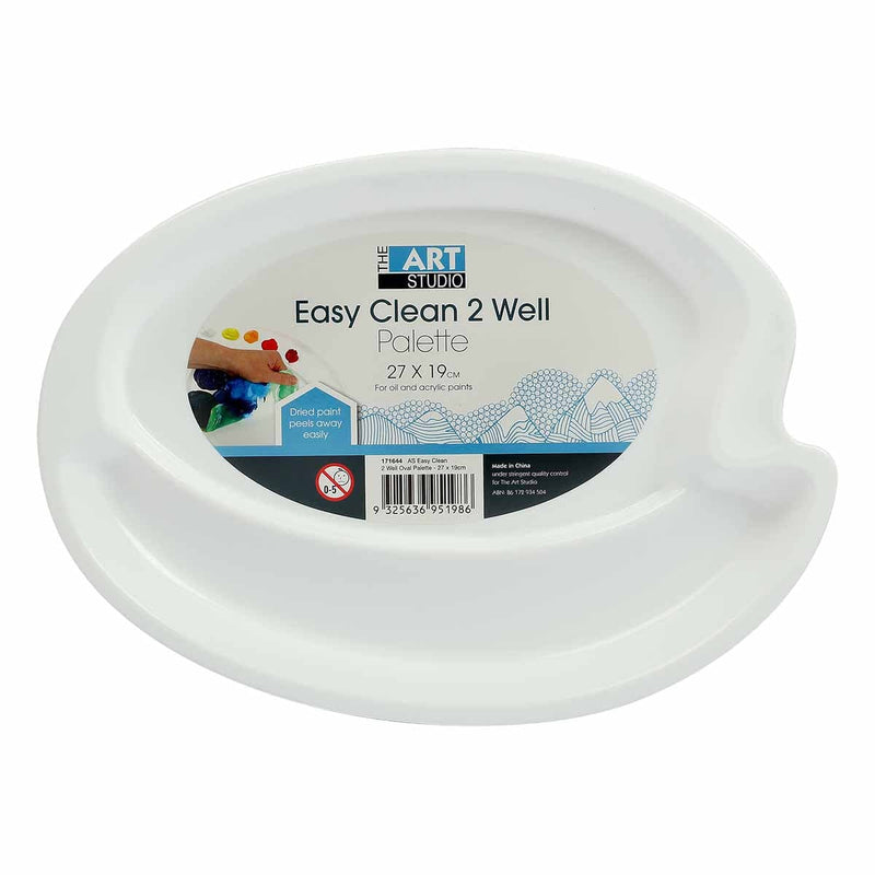 Gray The Art Studio Easy Clean 2 Well Oval Palette 27 x 19cm Paint Palettes