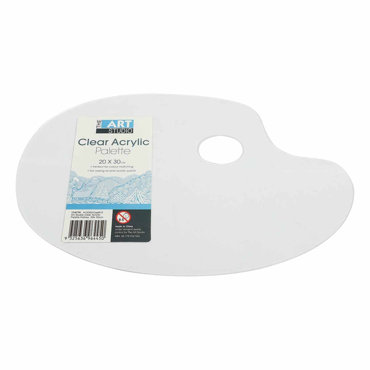 Lavender The Art Studio Clear Acrylic Palette 20 x 30cm Paint Palettes