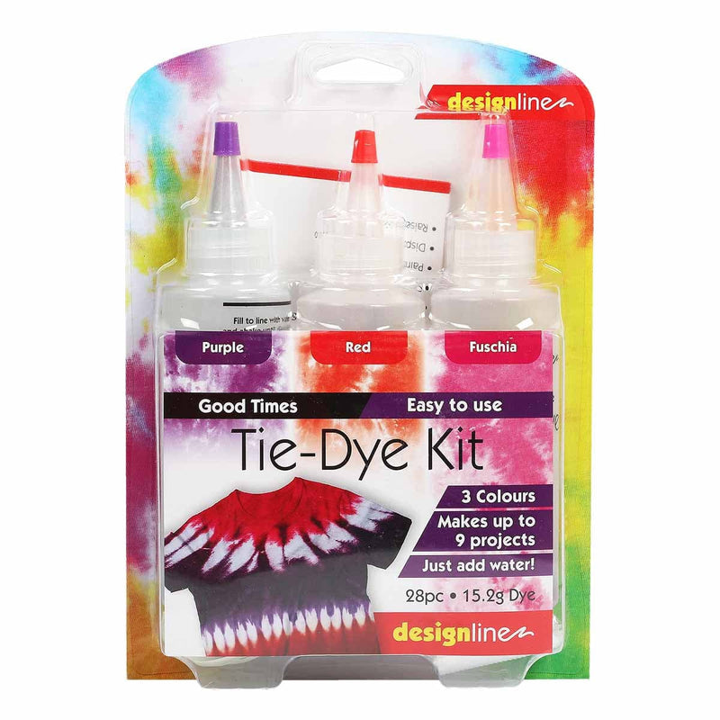 Orange Red Design Line Good Times Tie Dye Kit Assorted Colours 3 Pack Fabric Paints and Dyes