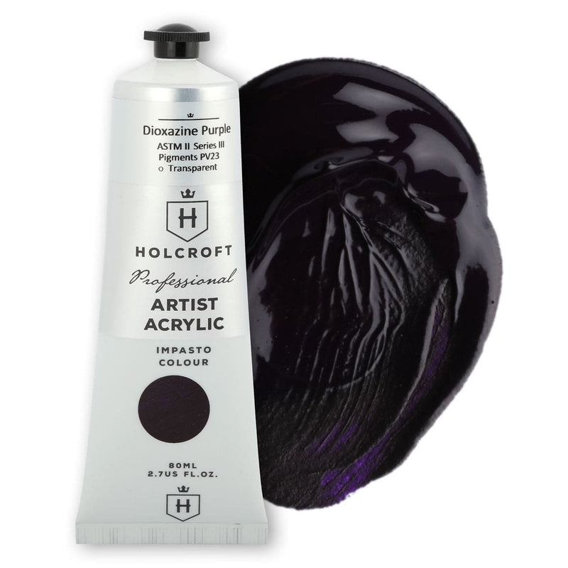 Black Holcroft Professional Acrylic Impasto Paint Diox Purple S3 80ml Acrylic Paints
