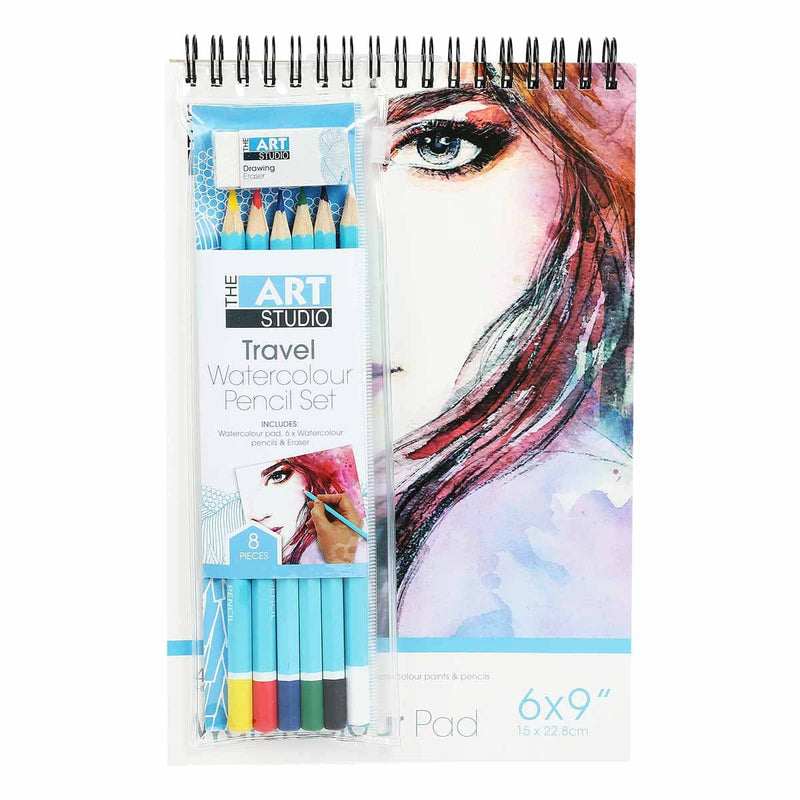 Sky Blue The Art Studio Travel Watercolour Set Pencils