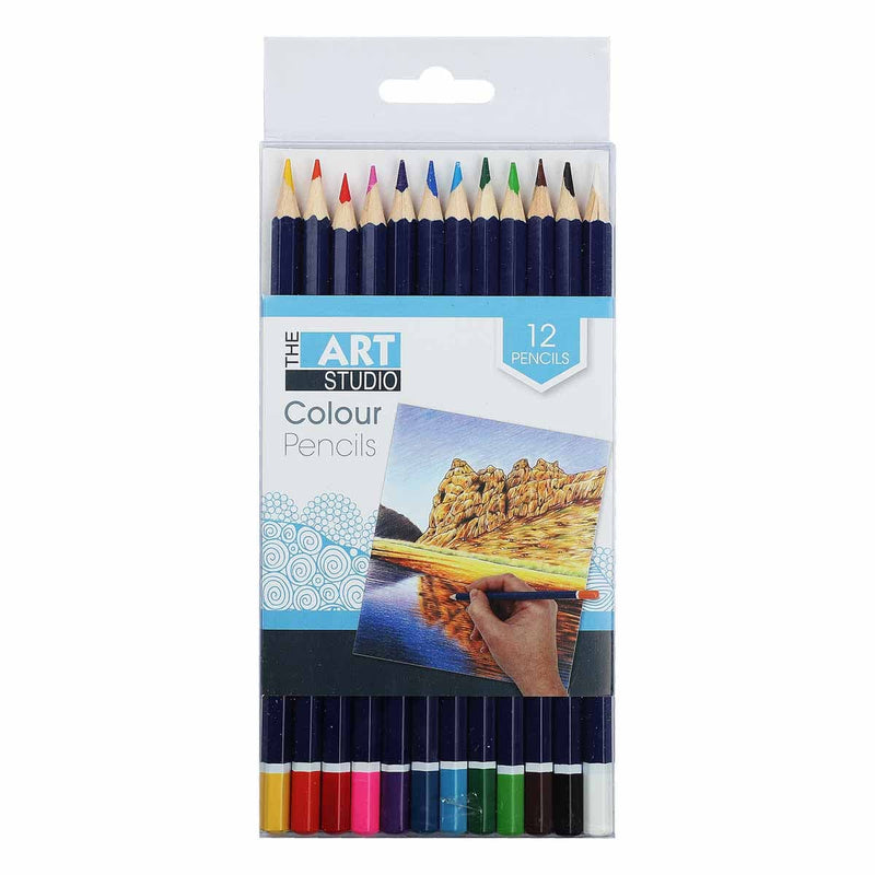 Sky Blue The Art Studio Coloured Pencils Assorted Colours (12 Pack) Pencils