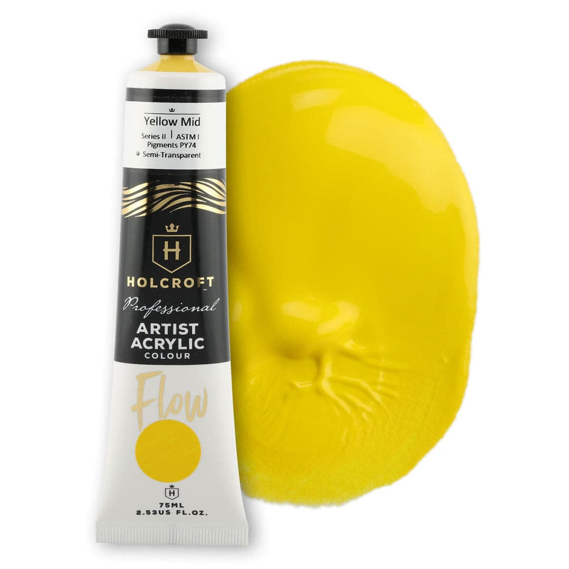 Gold Holcroft Professional Acrylic Flow Paint Yellow Mid S2 ASTM1 75ml Acrylic Paints