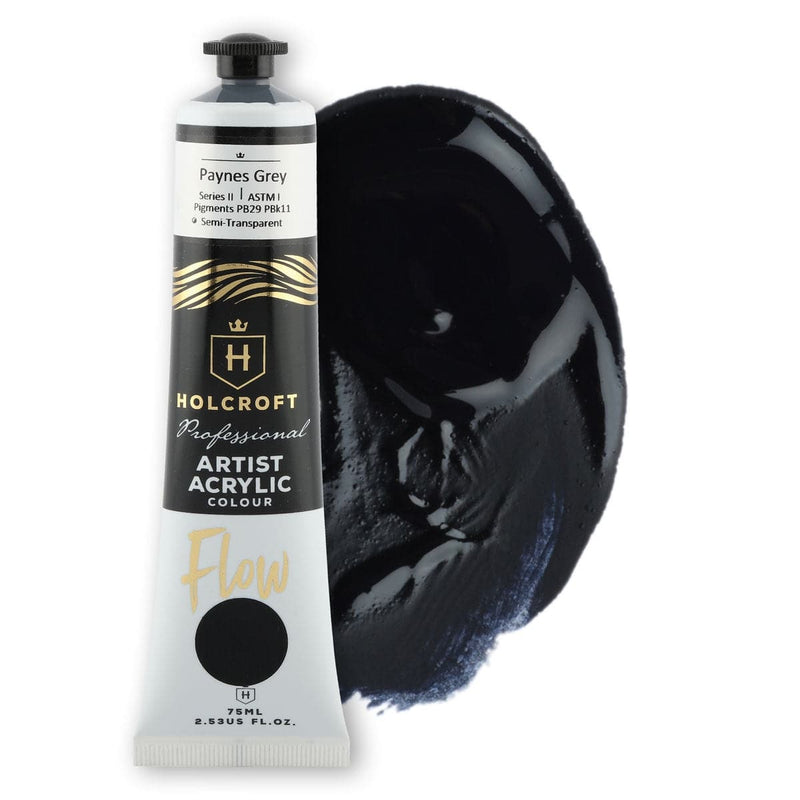 Black Holcroft Professional Acrylic Flow Paint  Paynes Grey S2 ASTM1 75ml Acrylic Paints