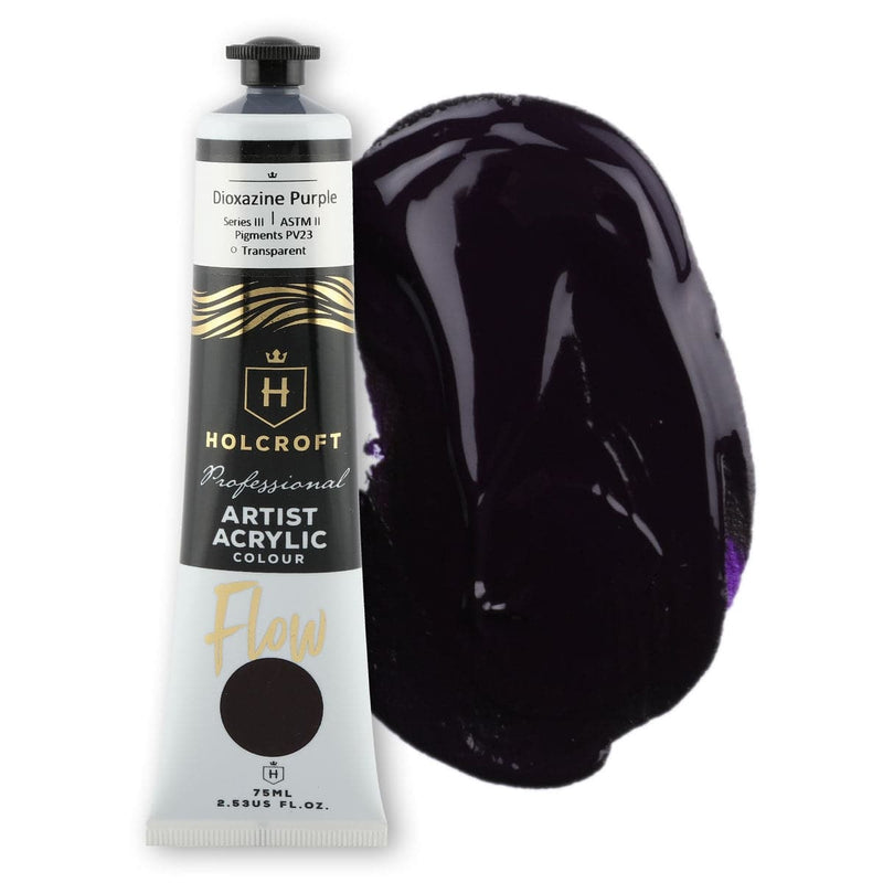 Black Holcroft Professional Acrylic Flow Paint Dioxazine Purple S3 ASTM2 75ml Acrylic Paints