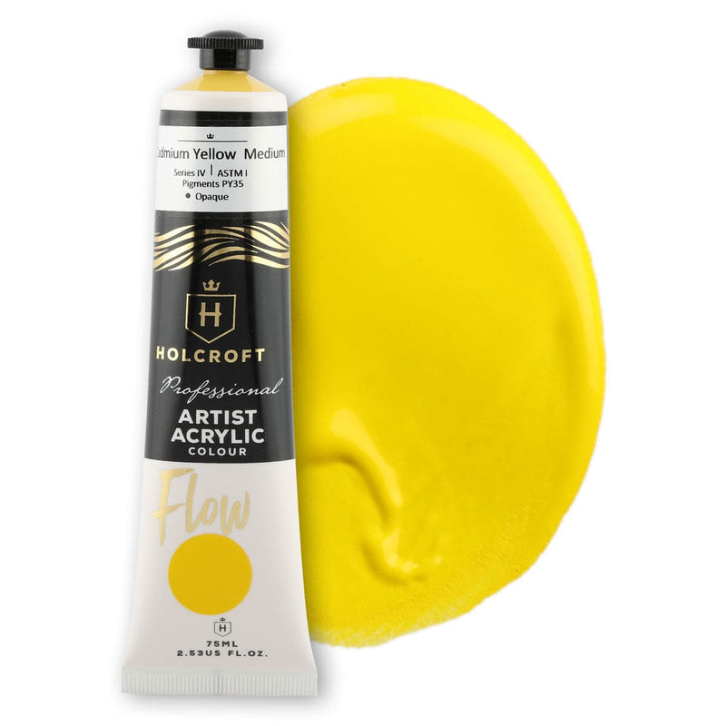 Gold Holcroft Professional Acrylic Flow Paint Cadmium Yellow S4 ASTM1 75ml Acrylic Paints