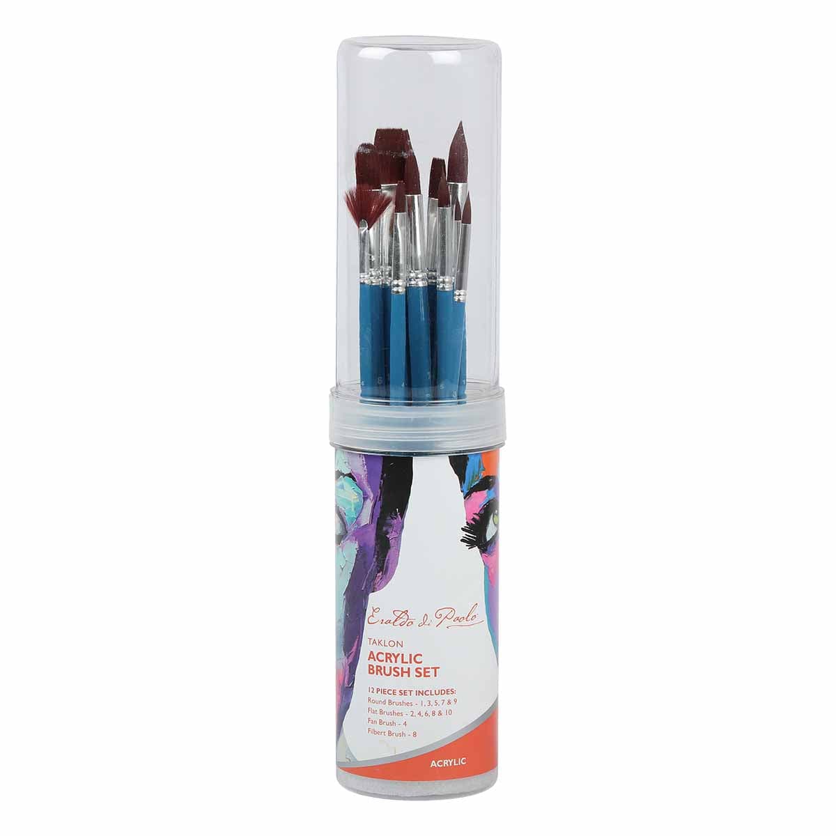 Dark Slate Gray Eraldo di Paolo Taklon Acrylic Brush Set 12 Pack Taklon and Synthetic Brushes