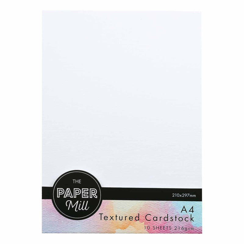 Black The Paper Mill A4 216gsm Textured White Cardstock 10 Sheets Cardstock