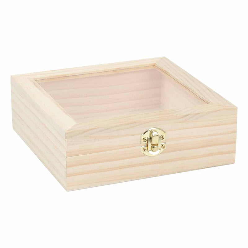 Wheat Urban Crafter Clear Lid Pine Box 18.5x18.5x6.5cm Boxes