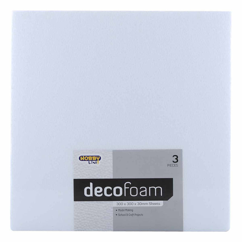 Light Gray Hobby Line Decofoam Sheets 300 x 300 x 30mm 3 Pack Polystyrene