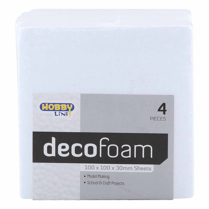 Gray Hobby Line Decofoam Sheets 100 x 100 x 30mm 4 Pack Polystyrene