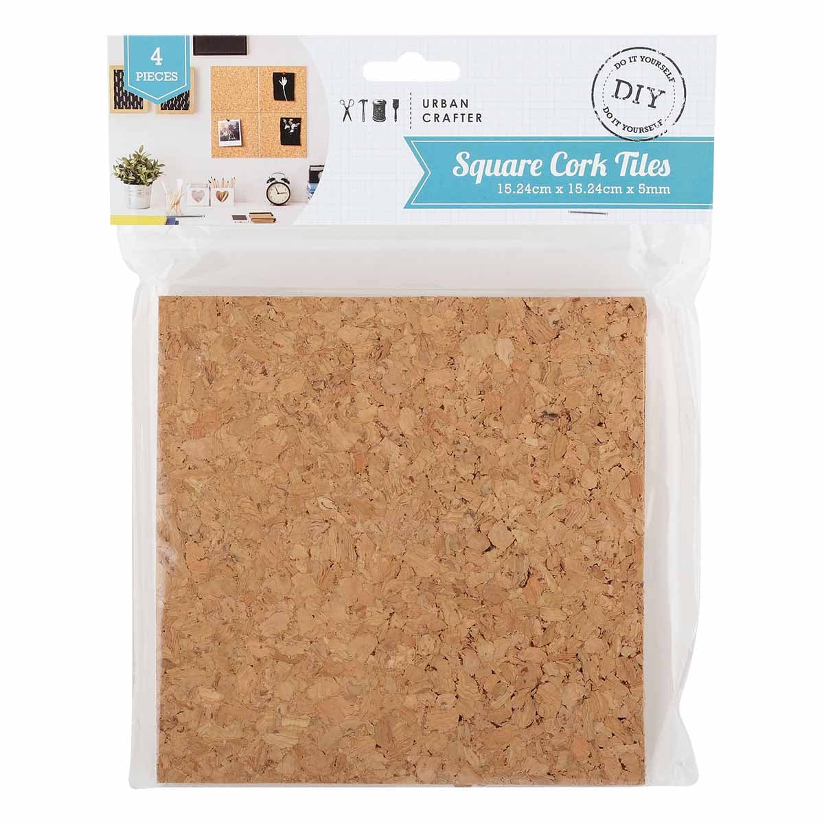 White Smoke Urban Crafter Square Cork Tiles 15.24cm x15.24cm x5mm (4 Pieces) Corks