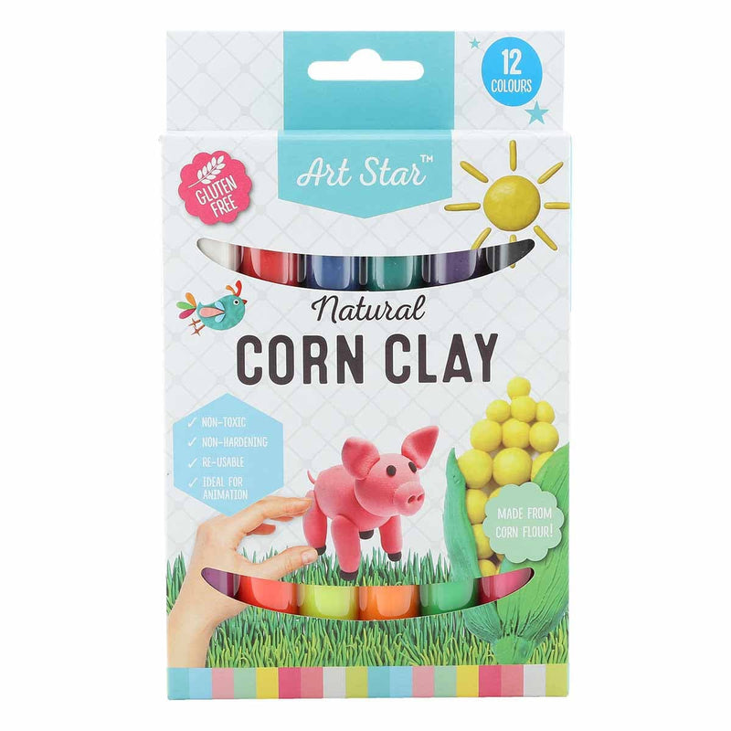 Lavender Art Star Natural Corn Clay 12 Assorted Colours  270g Kids Modelling Supplies