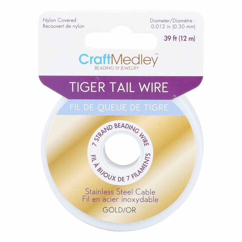 Tan MultiCraft Beading Jewellery Wire-Gold Tiger Tail 7 Strand, 0.30mm Diameter (12m) Wires And Cords