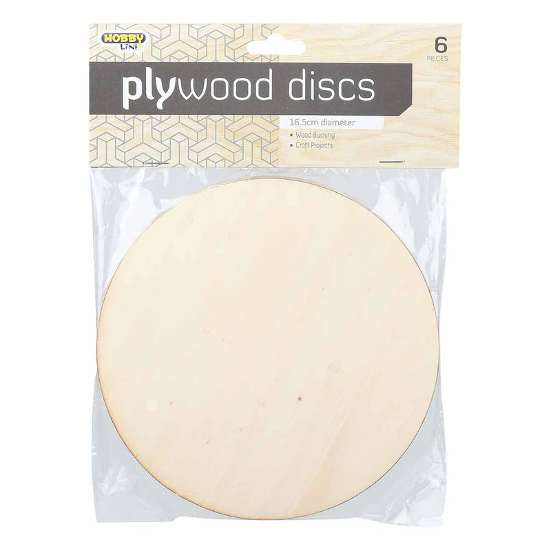 Antique White Hobbyline Plywood Discs 16.5cm dia 6pc Wood Crafts
