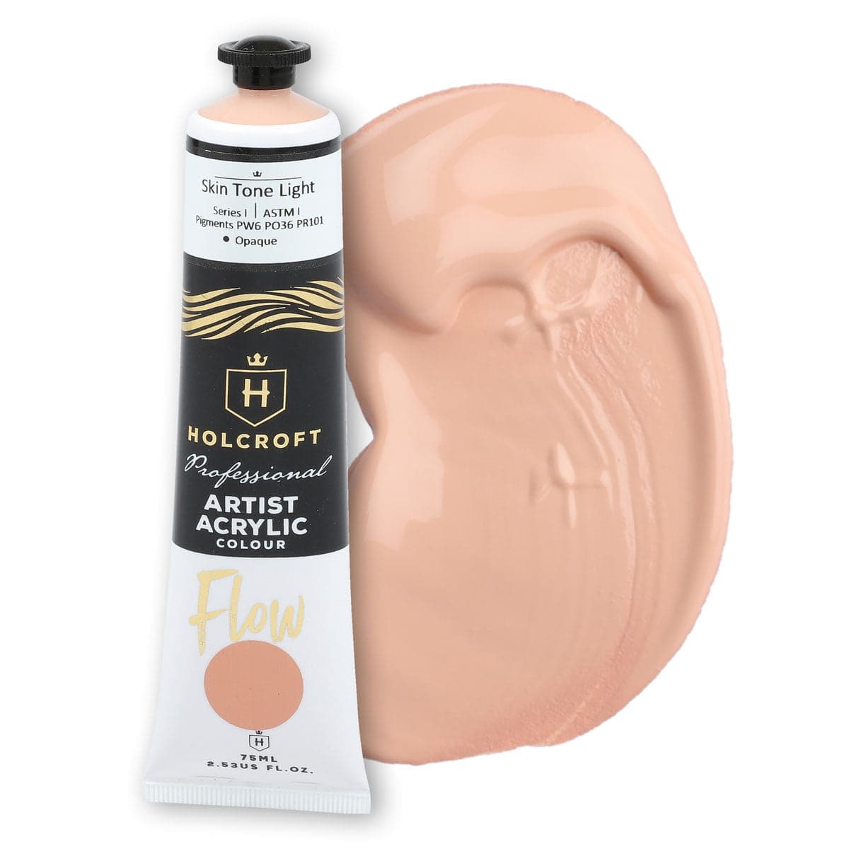Tan Holcroft Professional Acrylic Flow Paint 75ml Skin Tone Light S1 ASTM1 Acrylic Paints