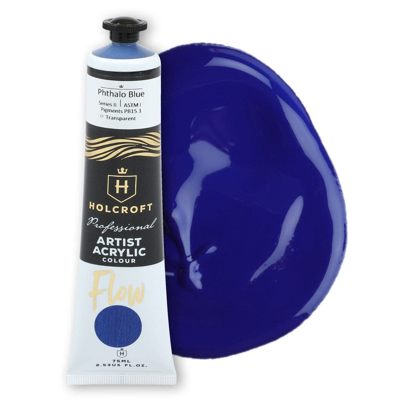 Midnight Blue Holcroft Professional Acrylic Flow Paint Phthalo Blue S2 ASTM1 75ml Acrylic Paints