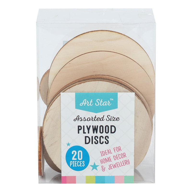 Gray Art Star Plywood Discs Assorted Size 20 Pack Wood Crafts