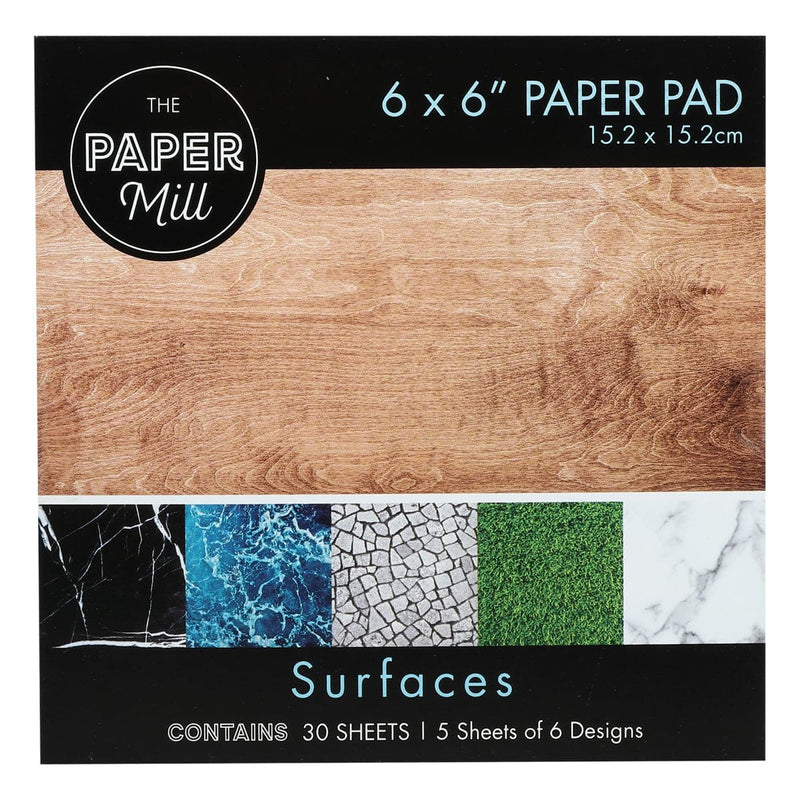 Black The Paper Mill Paper Pad Surfaces Designs 6 x 6 Inch 30 Sheets Cardstock