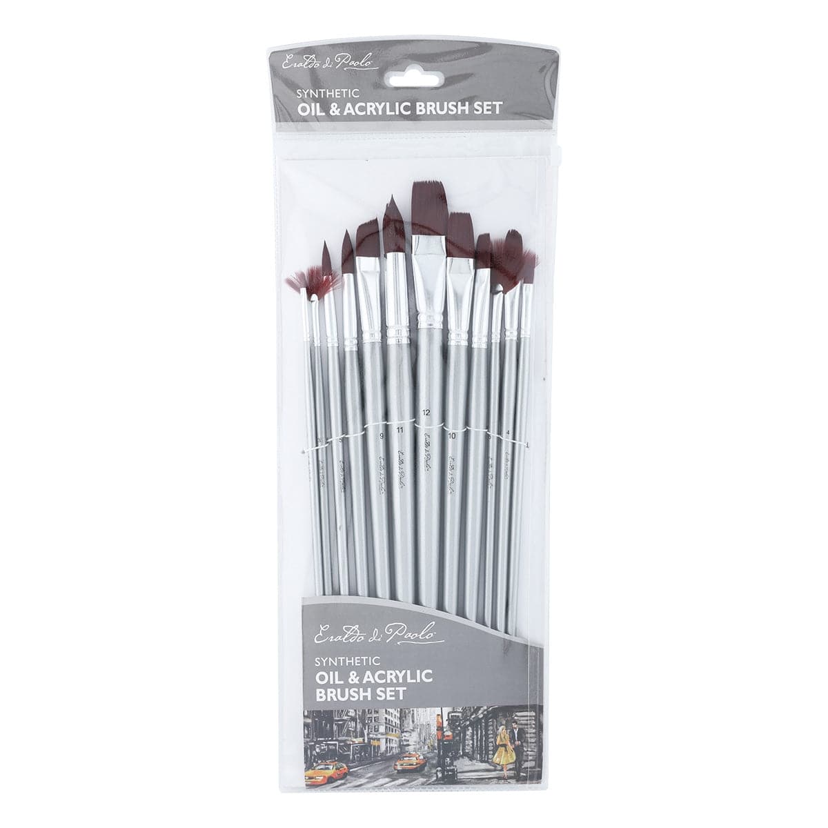 Lavender Eraldo di Paolo Burgundy Synthetic Oil & Acrylic Brush Set #1 12 Pieces Taklon and Synthetic Brushes