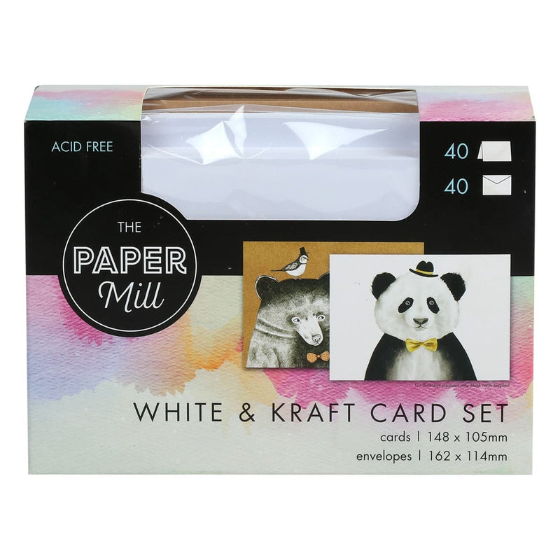 Sienna The Paper Mill White and Kraft Card Set With Envelopes 40 Pieces Cards and Envelopes