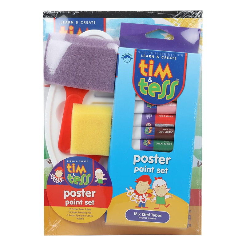Dodger Blue Tim & Tess Poster Paint, Brush, Pad and Palette Set Kids Painting Acccessories