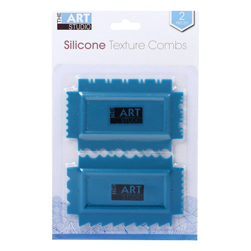 Dark Cyan The Art Studio 4 Sided Silicone Texture Combs 4.5 x 2.7 Inches Paint Brushes