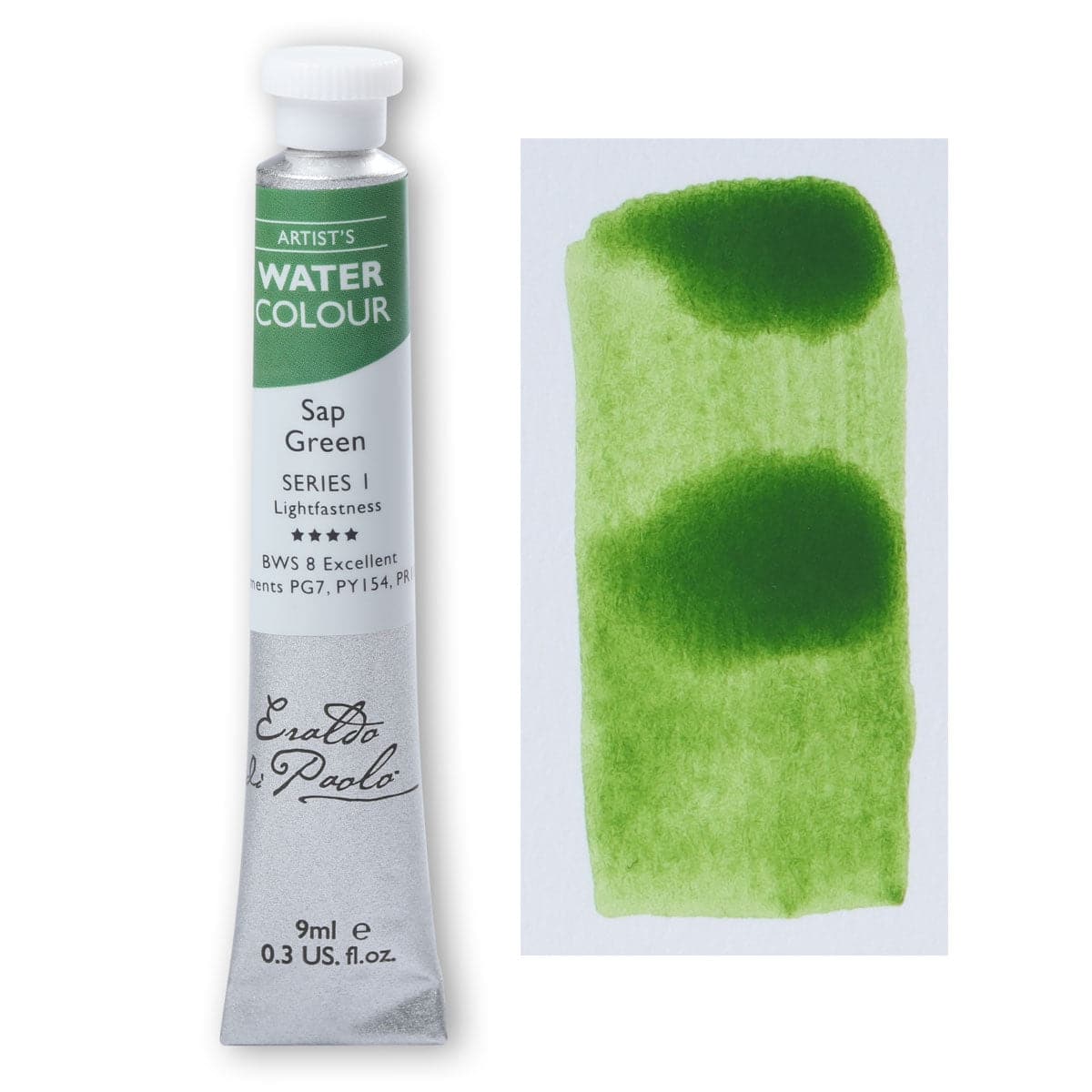 Yellow Green Eraldo di Paolo Watercolour Sap Green 9ml Watercolour Paints