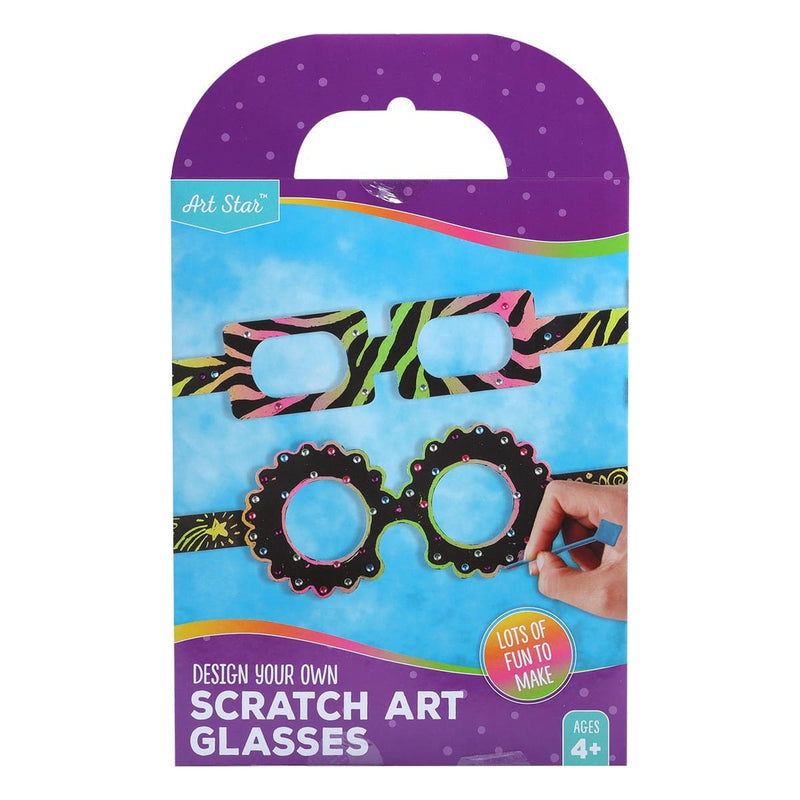 Light Sky Blue Art Star Design Your Own Scratch Art Glasses Kids Craft Kits