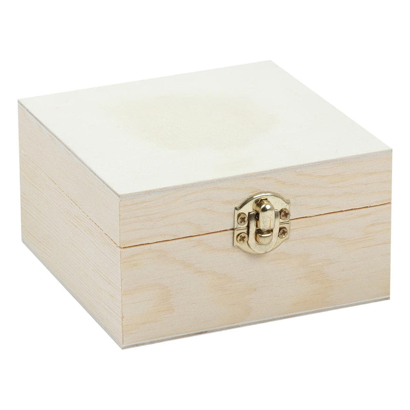 Gray UC Square Pine/Plywood Box with Latch 10x10x5.5cm Boxes