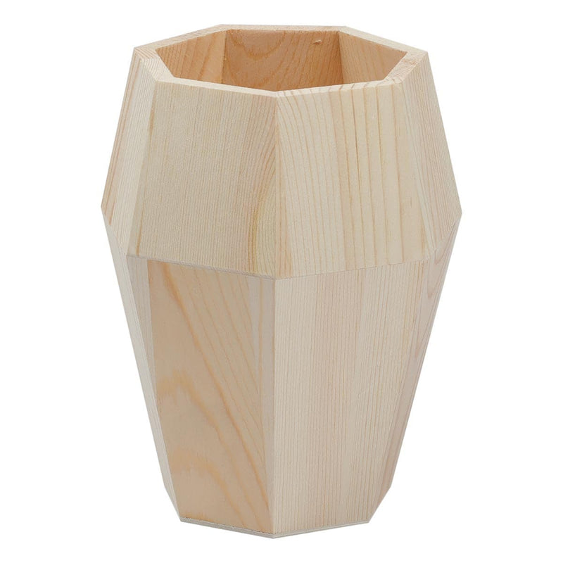 Gray Urban Crafter Pine Geometric Pot 11x11x18cm Wood Crafts