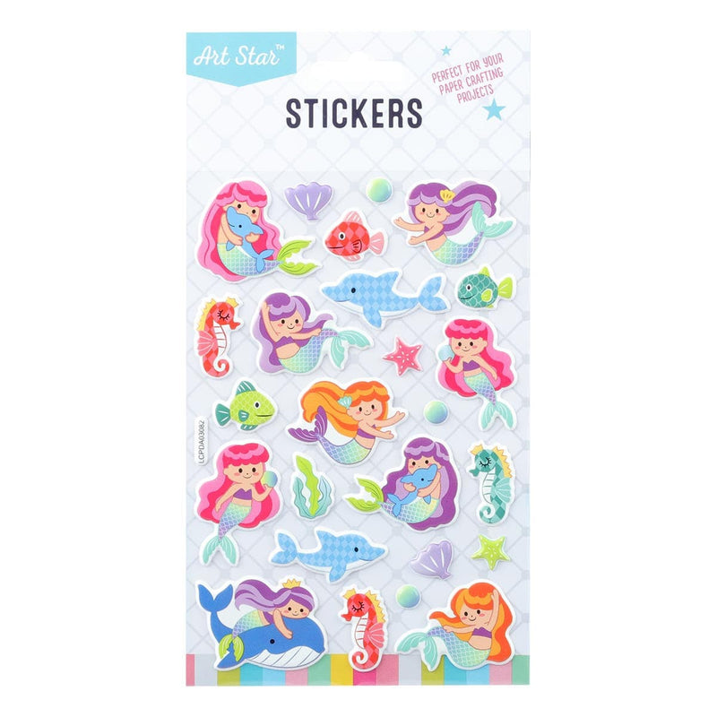 Lavender Art Star Puffy Stickers - Mermaids Kids Stickers