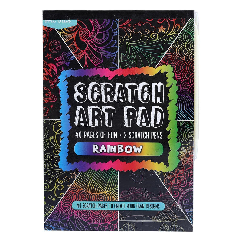 Black Art Star A5 Scratch Art Pad with 2 Rainbow Pens 40 Sheets Kids Craft Kits