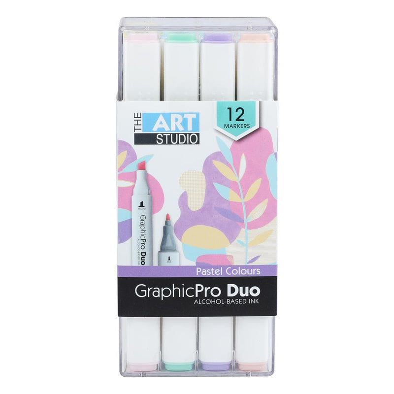 Thistle The Art Studio GraphicPro Duo Broad & Fine Tip Marker Pastel Colours 12 Pack Pens and Markers