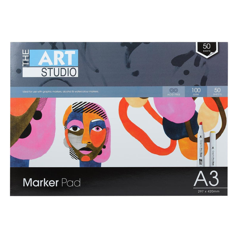 Orange Red The Art Studio Marker Paper 100gsm A3 50 Sheets Pads